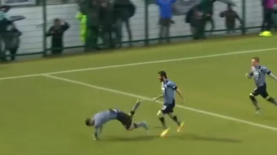 Bocalon ruzzola a terra, l’Italia ride. Ma i tifosi grigi ringraziano